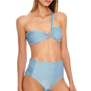 Makastia Swim Palmer Bottom Blue Shimmer High Waist NWT‎ Size M